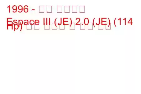 1996 - 르노 에스파스
Espace III (JE) 2.0 (JE) (114 Hp) 연료 소비량 및 기술 사양