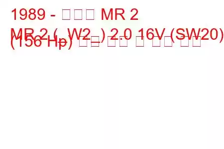 1989 - 토요타 MR 2
MR 2 (_W2_) 2.0 16V (SW20) (156 Hp) 연료 소비 및 기술 사양