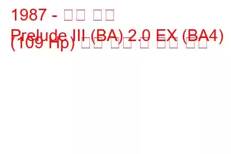 1987 - 혼다 서곡
Prelude III (BA) 2.0 EX (BA4) (109 Hp) 연료 소비 및 기술 사양