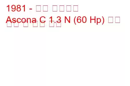 1981 - 오펠 아스코나
Ascona C 1.3 N (60 Hp) 연료 소비 및 기술 사양