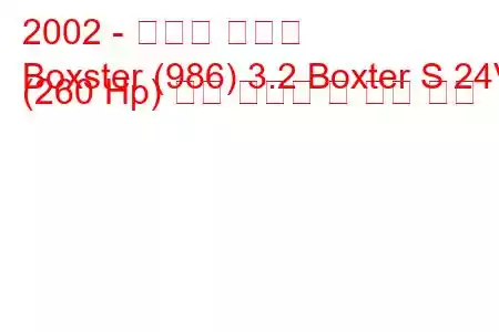 2002 - 포르쉐 박스터
Boxster (986) 3.2 Boxter S 24V (260 Hp) 연료 소비량 및 기술 사양