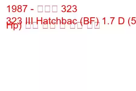 1987 - 마즈다 323
323 III Hatchbac (BF) 1.7 D (57 Hp) 연료 소비 및 기술 사양