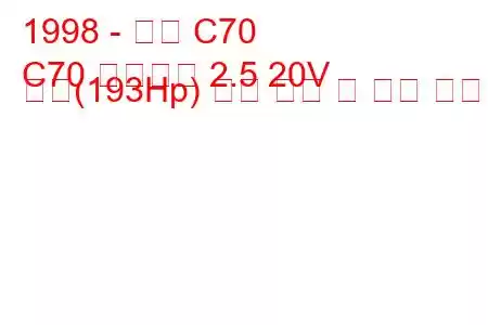 1998 - 볼보 C70
C70 컨버터블 2.5 20V 터보(193Hp) 연료 소비 및 기술 사양