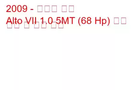 2009 - 스즈키 알토
Alto VII 1.0 5MT (68 Hp) 연료 소비 및 기술 사양