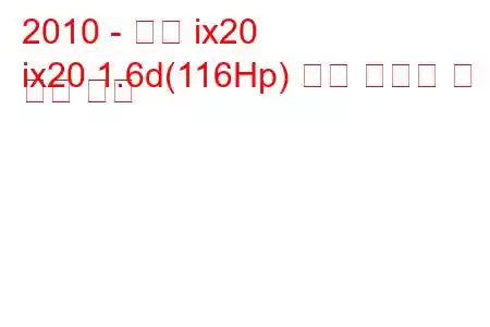 2010 - 현대 ix20
ix20 1.6d(116Hp) 연료 소비량 및 기술 사양