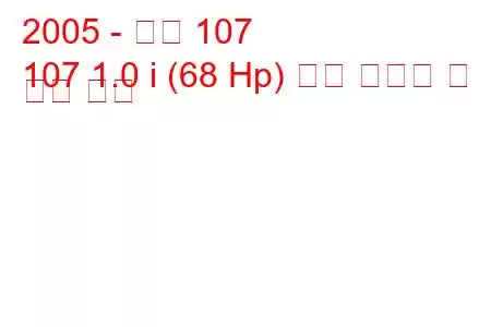 2005 - 푸조 107
107 1.0 i (68 Hp) 연료 소비량 및 기술 사양