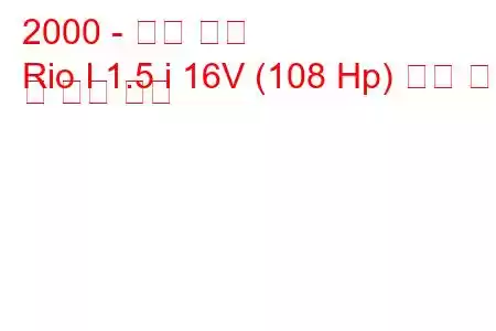 2000 - 기아 리오
Rio I 1.5 i 16V (108 Hp) 연료 소비 및 기술 사양