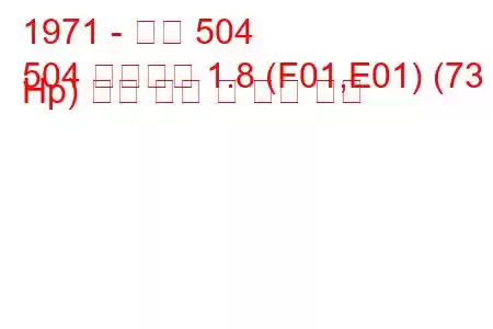 1971 - 푸조 504
504 브레이크 1.8 (F01,E01) (73 Hp) 연료 소비 및 기술 사양