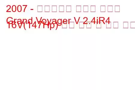 2007 - 크라이슬러 그랜드 보이저
Grand Voyager V 2.4iR4 16V(147Hp) 연료 소비 및 기술 사양