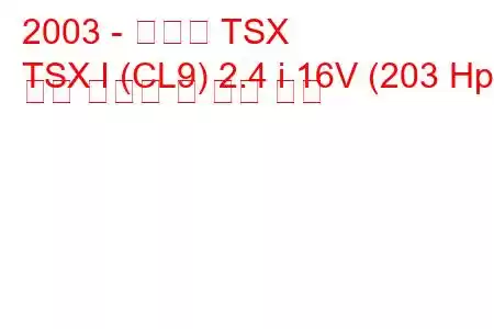 2003 - 아큐라 TSX
TSX I (CL9) 2.4 i 16V (203 Hp) 연료 소비량 및 기술 사양