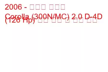 2006 - 토요타 코롤라
Corolla (300N/MC) 2.0 D-4D (126 Hp) 연료 소비 및 기술 사양