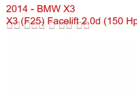 2014 - BMW X3
X3 (F25) Facelift 2.0d (150 Hp) 연료 소비량 및 기술 사양