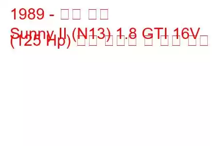 1989 - 닛산 써니
Sunny II (N13) 1.8 GTI 16V (125 Hp) 연료 소비량 및 기술 사양