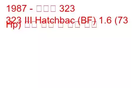 1987 - 마즈다 323
323 III Hatchbac (BF) 1.6 (73 Hp) 연료 소비 및 기술 사양