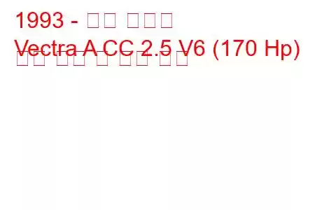 1993 - 오펠 벡트라
Vectra A CC 2.5 V6 (170 Hp) 연료 소비 및 기술 사양