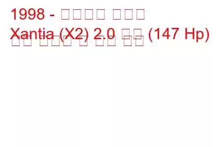 1998 - 시트로엥 잔티아
Xantia (X2) 2.0 터보 (147 Hp) 연료 소비량 및 기술 사양