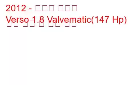 2012 - 토요타 베르소
Verso 1.8 Valvematic(147 Hp) 연료 소비 및 기술 사양