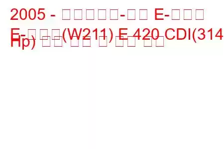 2005 - 메르세데스-벤츠 E-클래스
E-클래스(W211) E 420 CDI(314 Hp) 연료 소비 및 기술 사양