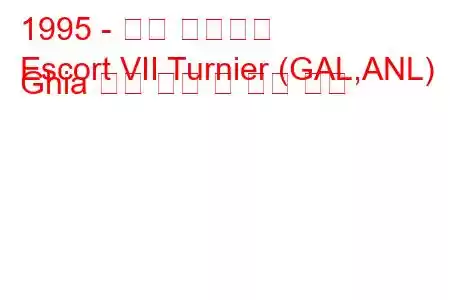 1995 - 포드 에스코트
Escort VII Turnier (GAL,ANL) Ghia 연료 소비 및 기술 사양