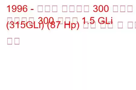 1996 - 프로톤 페르소나 300 컴팩트
페르소나 300 컴팩트 1.5 GLi (315GLi) (87 Hp) 연료 소비 및 기술 사양