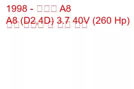 1998 - 아우디 A8
A8 (D2,4D) 3.7 40V (260 Hp) 연료 소비량 및 기술 사양