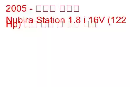 2005 - 쉐보레 누비라
Nubira Station 1.8 i 16V (122 Hp) 연료 소비 및 기술 사양