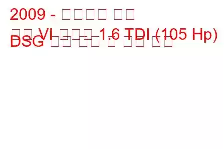 2009 - 폭스바겐 골프
골프 VI 플러스 1.6 TDI (105 Hp) DSG 연료 소비 및 기술 사양