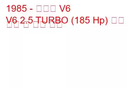 1985 - 알파인 V6
V6 2.5 TURBO (185 Hp) 연료 소비 및 기술 사양