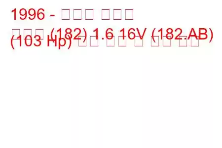 1996 - 피아트 브라보
브라보 (182) 1.6 16V (182.AB) (103 Hp) 연료 소비 및 기술 사양