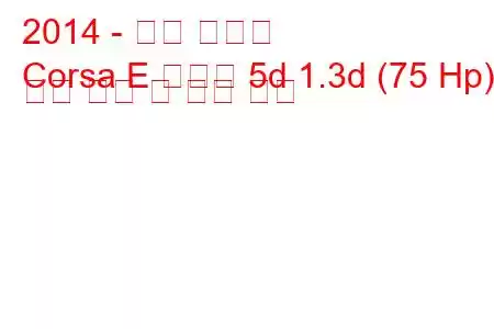 2014 - 오펠 코르사
Corsa E 해치백 5d 1.3d (75 Hp) 연료 소비 및 기술 사양