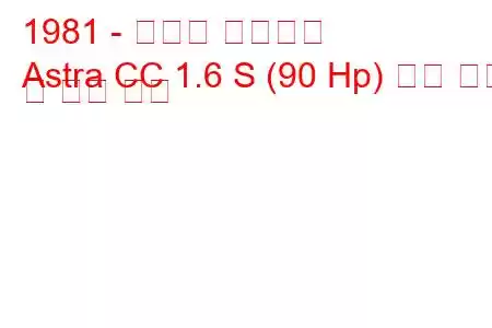 1981 - 복스홀 아스트라
Astra CC 1.6 S (90 Hp) 연료 소비 및 기술 사양