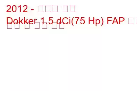 2012 - 다키아 도커
Dokker 1.5 dCi(75 Hp) FAP 연료 소비 및 기술 사양