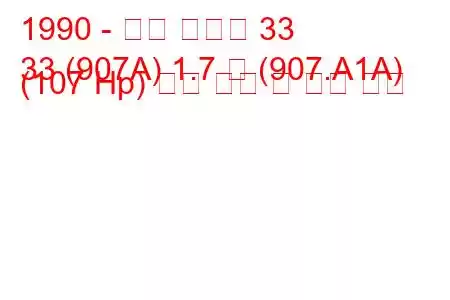 1990 - 알파 로미오 33
33 (907A) 1.7 즉 (907.A1A) (107 Hp) 연료 소비 및 기술 사양