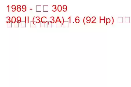 1989 - 푸조 309
309 II (3C,3A) 1.6 (92 Hp) 연료 소비량 및 기술 사양