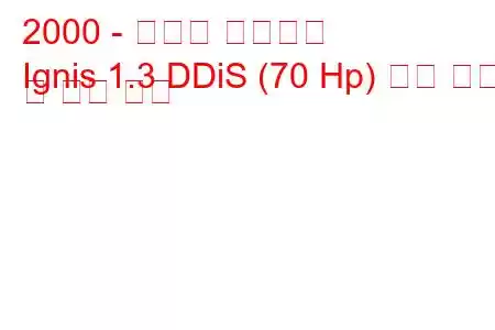 2000 - 스즈키 이그니스
Ignis 1.3 DDiS (70 Hp) 연료 소비 및 기술 사양