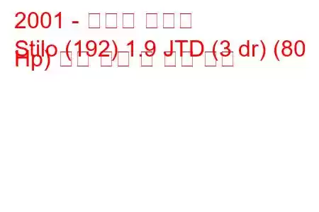 2001 - 피아트 스틸로
Stilo (192) 1.9 JTD (3 dr) (80 Hp) 연료 소비 및 기술 사양