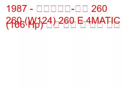 1987 - 메르세데스-벤츠 260
260 (W124) 260 E 4MATIC (166 Hp) 연료 소비 및 기술 사양