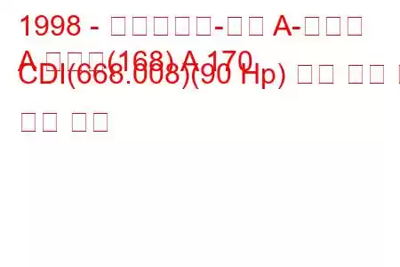 1998 - 메르세데스-벤츠 A-클래스
A 클래스(168) A 170 CDI(668.008)(90 Hp) 연료 소비 및 기술 사양
