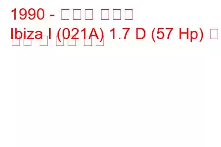 1990 - 세아트 이비자
Ibiza I (021A) 1.7 D (57 Hp) 연료 소비 및 기술 사양
