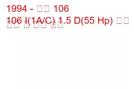 1994 - 푸조 106
106 I(1A/C) 1.5 D(55 Hp) 연료 소비 및 기술 사양