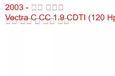 2003 - 오펠 벡트라
Vectra C CC 1.9 CDTI (120 Hp) 연료 소비 및 기술 사양