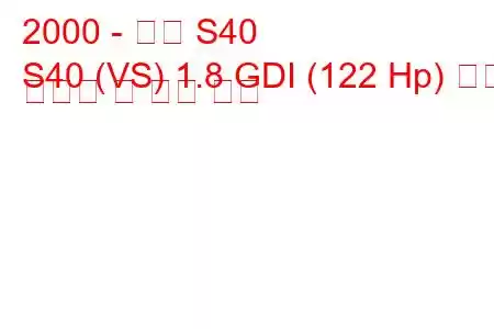 2000 - 볼보 S40
S40 (VS) 1.8 GDI (122 Hp) 연료 소비량 및 기술 사양