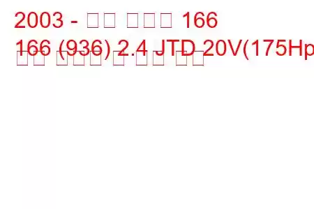 2003 - 알파 로미오 166
166 (936) 2.4 JTD 20V(175Hp) 연료 소비량 및 기술 사양