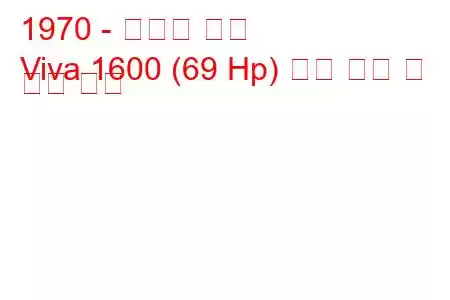 1970 - 복스홀 비바
Viva 1600 (69 Hp) 연료 소비 및 기술 사양