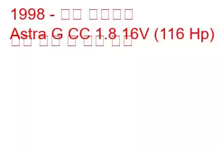 1998 - 오펠 아스트라
Astra G CC 1.8 16V (116 Hp) 연료 소비 및 기술 사양