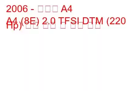 2006 - 아우디 A4
A4 (8E) 2.0 TFSI DTM (220 Hp) 연료 소비 및 기술 사양