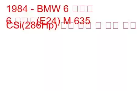 1984 - BMW 6 시리즈
6 시리즈(E24) M 635 CSi(286Hp) 연료 소비 및 기술 사양