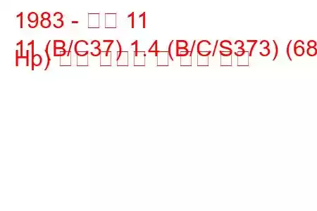 1983 - 르노 11
11 (B/C37) 1.4 (B/C/S373) (68 Hp) 연료 소비량 및 기술 사양