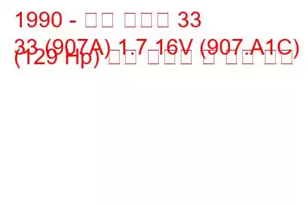 1990 - 알파 로미오 33
33 (907A) 1.7 16V (907.A1C) (129 Hp) 연료 소비량 및 기술 사양