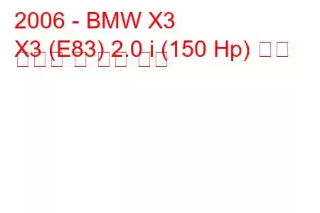 2006 - BMW X3
X3 (E83) 2.0 i (150 Hp) 연료 소비량 및 기술 사양